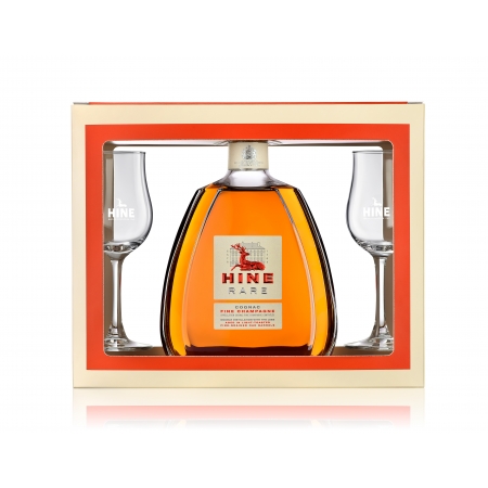 Cognac HINE RARE + 2 verres avec coffret